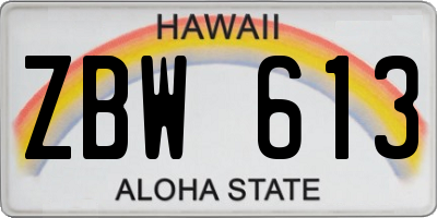 HI license plate ZBW613