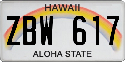 HI license plate ZBW617
