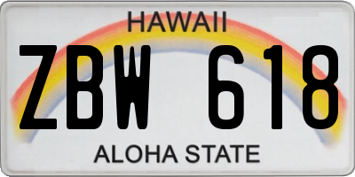 HI license plate ZBW618