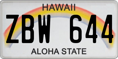 HI license plate ZBW644