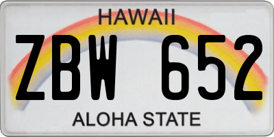 HI license plate ZBW652