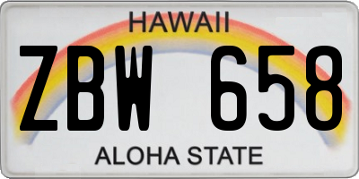 HI license plate ZBW658