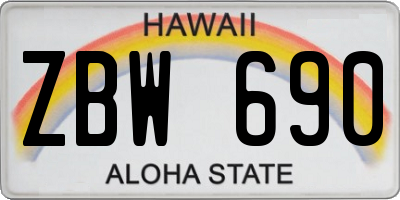 HI license plate ZBW690