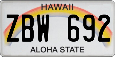 HI license plate ZBW692