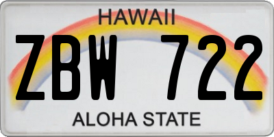 HI license plate ZBW722