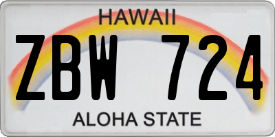 HI license plate ZBW724