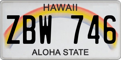 HI license plate ZBW746