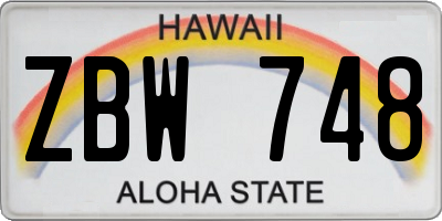 HI license plate ZBW748
