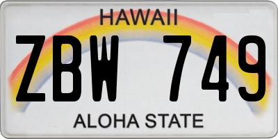 HI license plate ZBW749