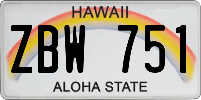 HI license plate ZBW751