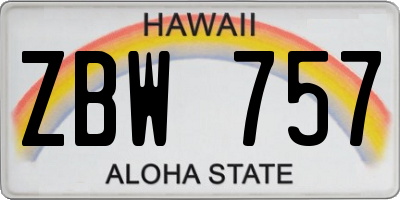 HI license plate ZBW757