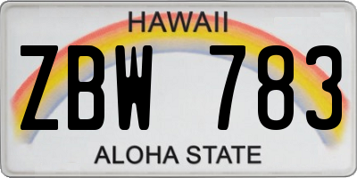HI license plate ZBW783