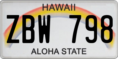 HI license plate ZBW798