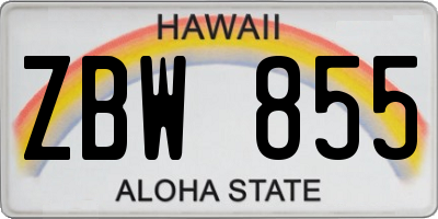 HI license plate ZBW855