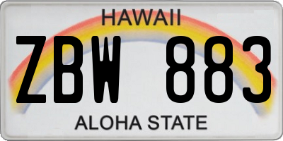 HI license plate ZBW883