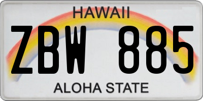 HI license plate ZBW885
