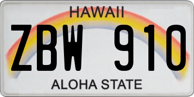 HI license plate ZBW910