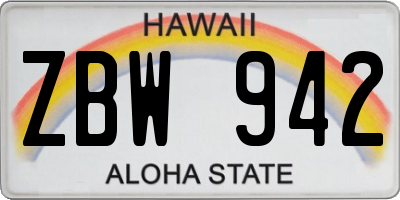 HI license plate ZBW942