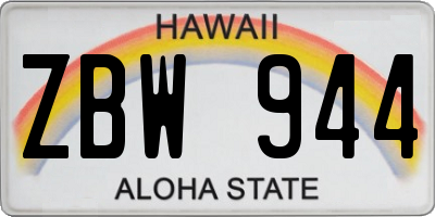 HI license plate ZBW944