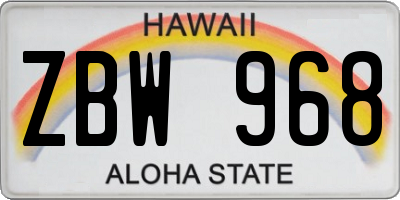 HI license plate ZBW968