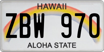 HI license plate ZBW970