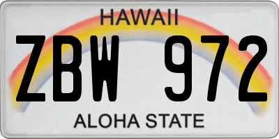 HI license plate ZBW972