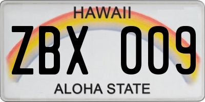 HI license plate ZBX009