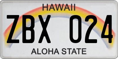 HI license plate ZBX024