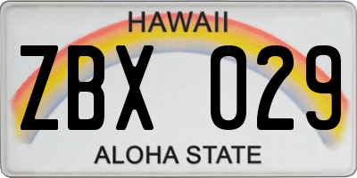 HI license plate ZBX029