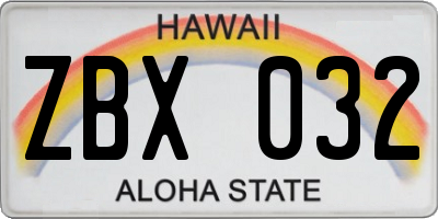 HI license plate ZBX032