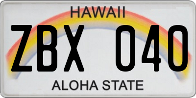 HI license plate ZBX040