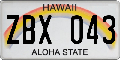 HI license plate ZBX043