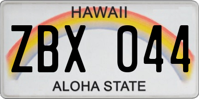 HI license plate ZBX044