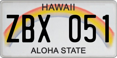 HI license plate ZBX051