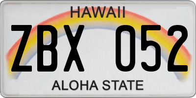 HI license plate ZBX052
