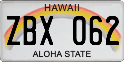 HI license plate ZBX062