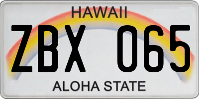 HI license plate ZBX065