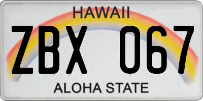 HI license plate ZBX067