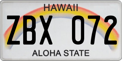 HI license plate ZBX072