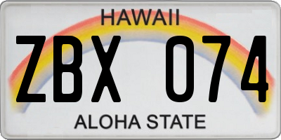 HI license plate ZBX074