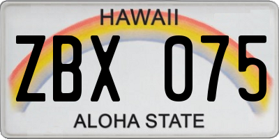 HI license plate ZBX075