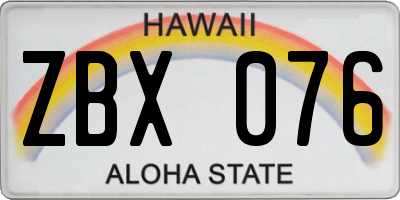 HI license plate ZBX076