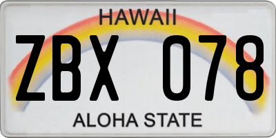 HI license plate ZBX078