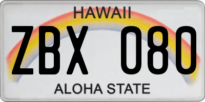 HI license plate ZBX080
