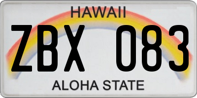 HI license plate ZBX083