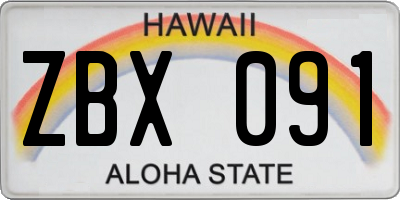 HI license plate ZBX091