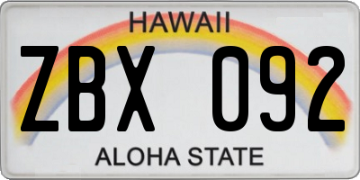 HI license plate ZBX092