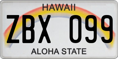 HI license plate ZBX099