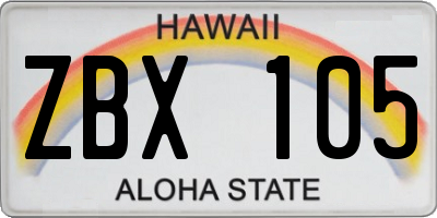 HI license plate ZBX105