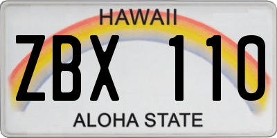 HI license plate ZBX110
